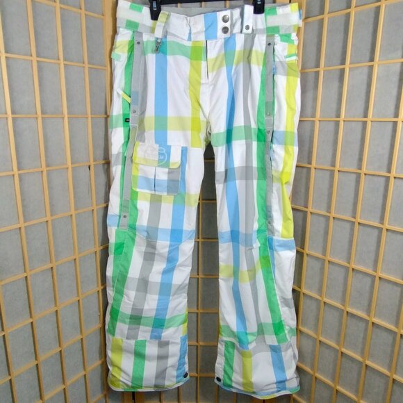 686 Snowboard Pants Pastel Check Pattern Size L - Picture 1 of 15